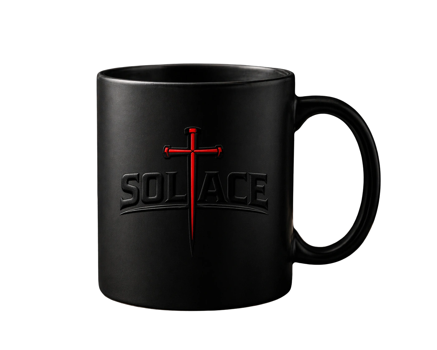 The Solace ceramic mug on a warm neutral background