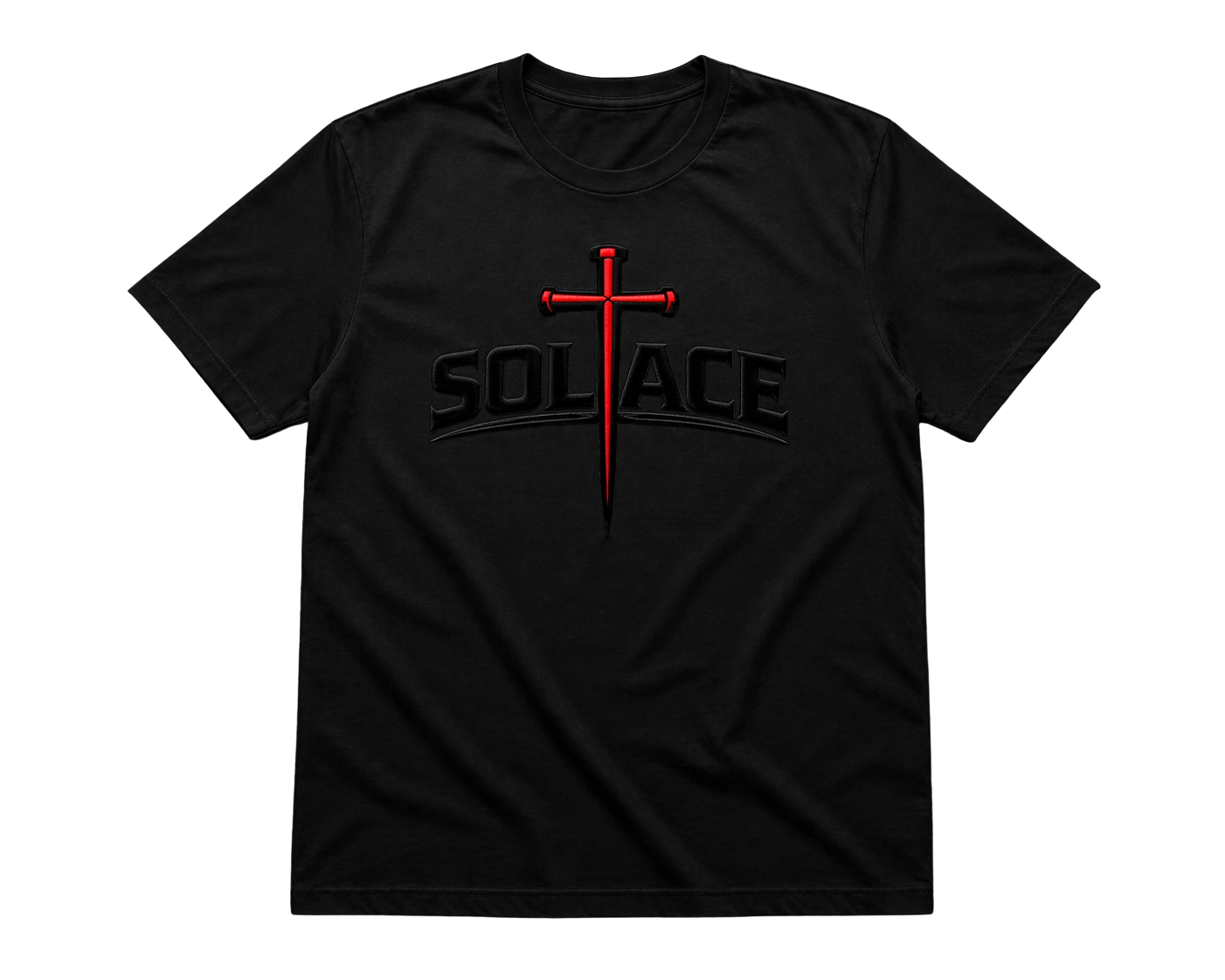 Solace Warrior Christian apparel tee folded and styled as product